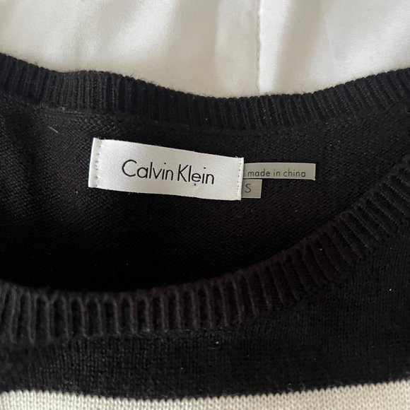 Calvin Klein Size Small Black & White Striped Sweater Dress - Picture 3 of 4